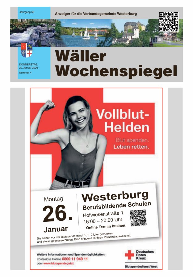 Wäller Wochenspiegel - Anzeiger für die Verbandsgemeinde Westerburg Titelblatt 04/2026