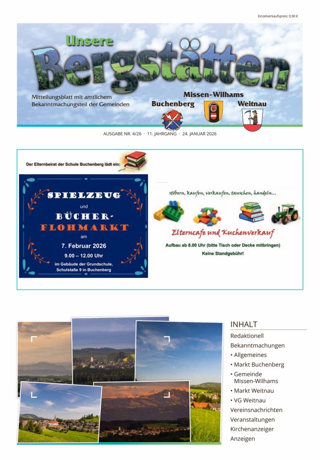 Unsere Bergstätten Mitteilungsblatt mit amtlichem Bekanntmachungsteil Titelblatt 04/2026