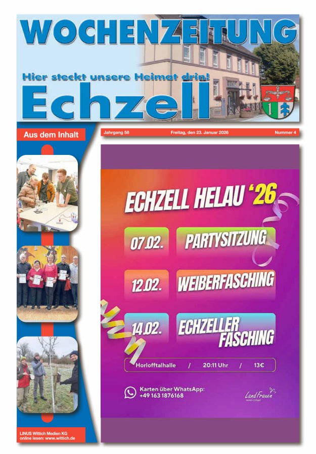 Wochenzeitung für die Gemeinde Echzell Titelblatt 04/2026