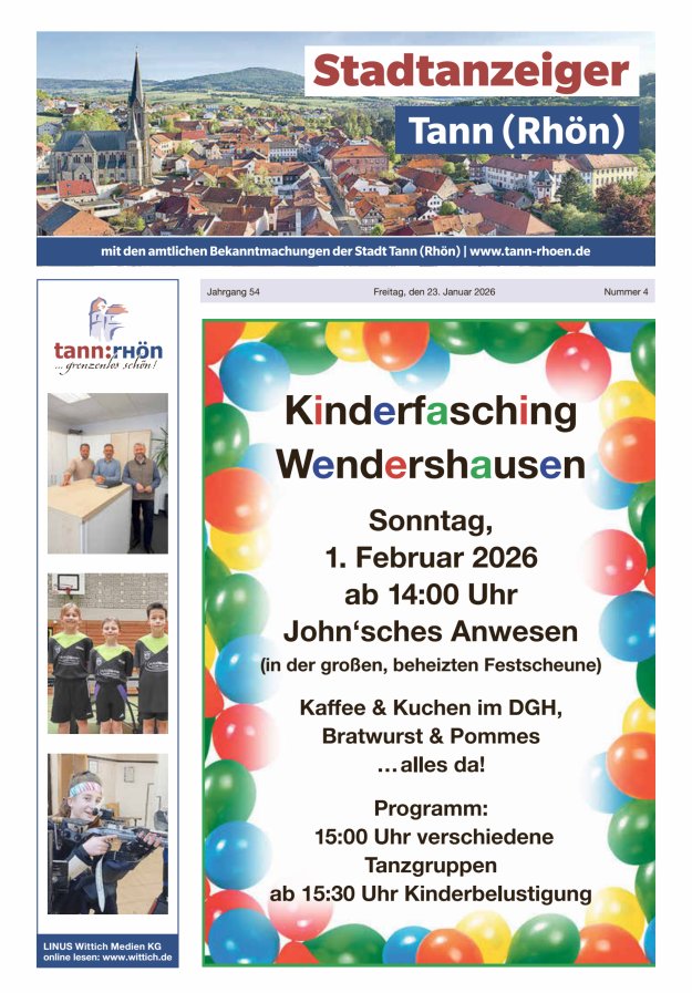 Stadtanzeiger Tann (Rhön) Titelblatt 04/2026