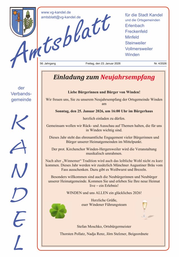 Amtsblatt VG Kandel Titelblatt 04/2026