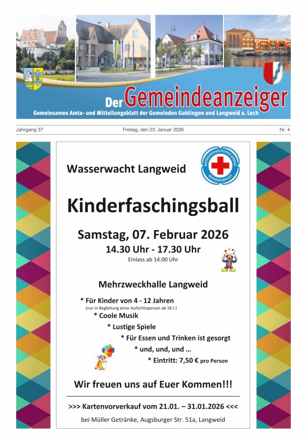 Der Gemeindeanzeiger - Gablingen Langweid Titelblatt 04/2026
