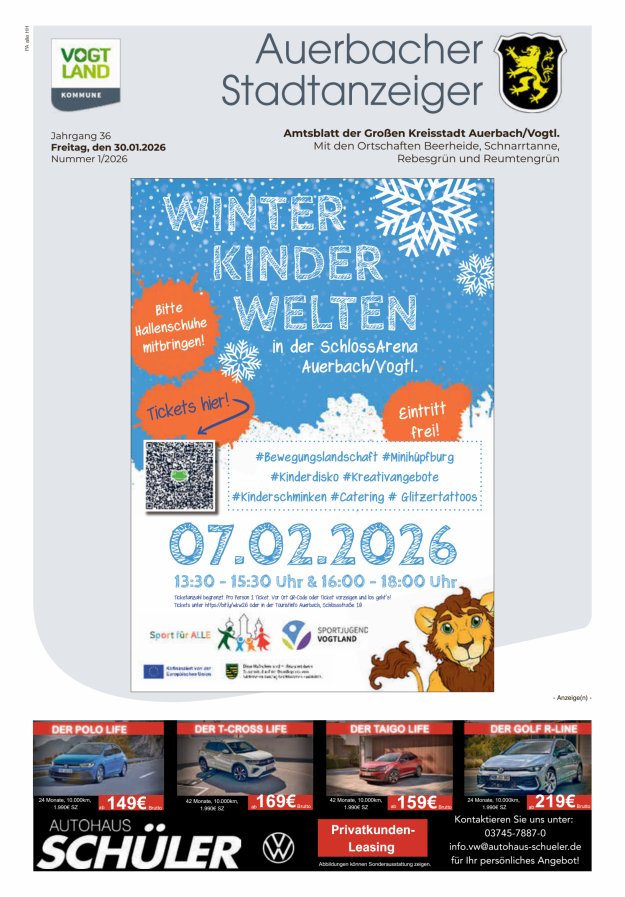 Auerbacher Stadtanzeiger Titelblatt 01/2026
