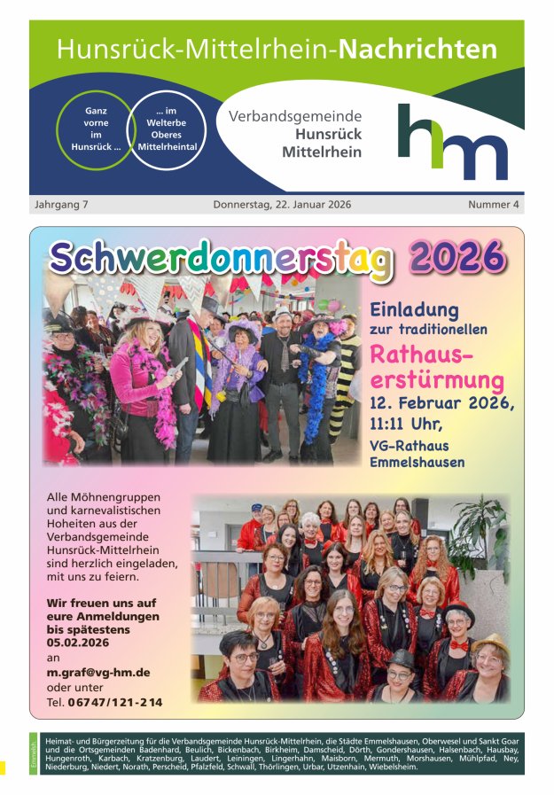 Hunsrück-Mittelrhein Nachrichten Ausgabe Emmelshausen Titelblatt 04/2026