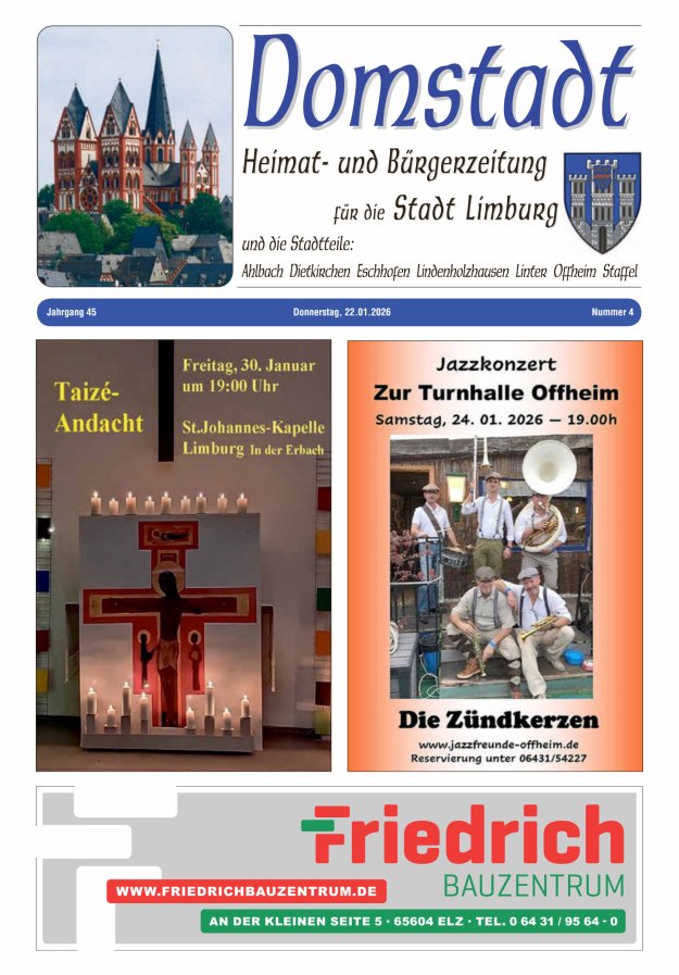 Domstadt - Heimat- und Bürgerzeitung für die Stadt Limburg Titelblatt 04/2026