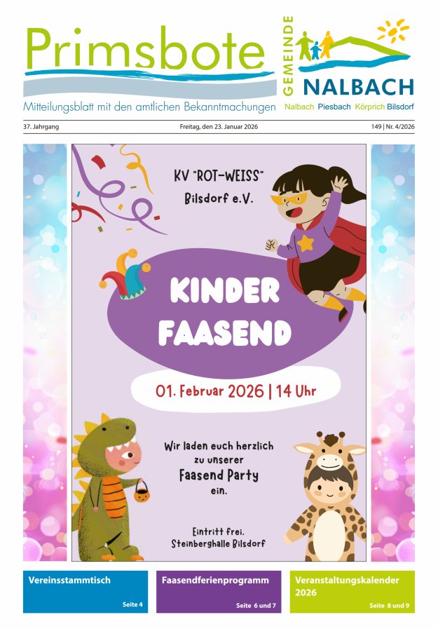 Primsbote Gemeinde Nalbach Titelblatt 04/2026