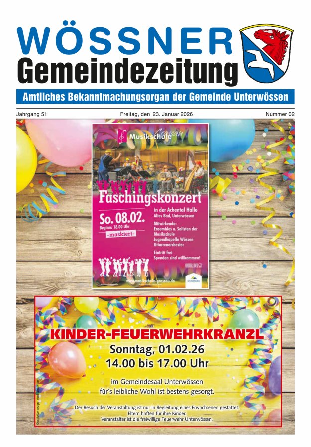 Wössner Gemeindezeitung Amtliches Bekanntmachungsorgan der Gemeinde Unterwössen Titelblatt 02/2026