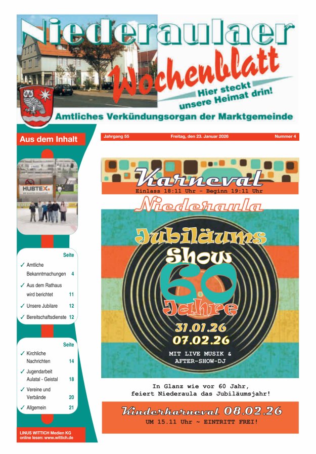 Niederaulaer Wochenblatt Titelblatt 04/2026