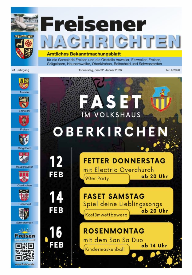 Freisener Nachrichten Titelblatt 04/2026