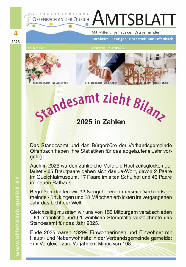 Amtsblatt VG Offenbach an der Queich Titelblatt 04/2026