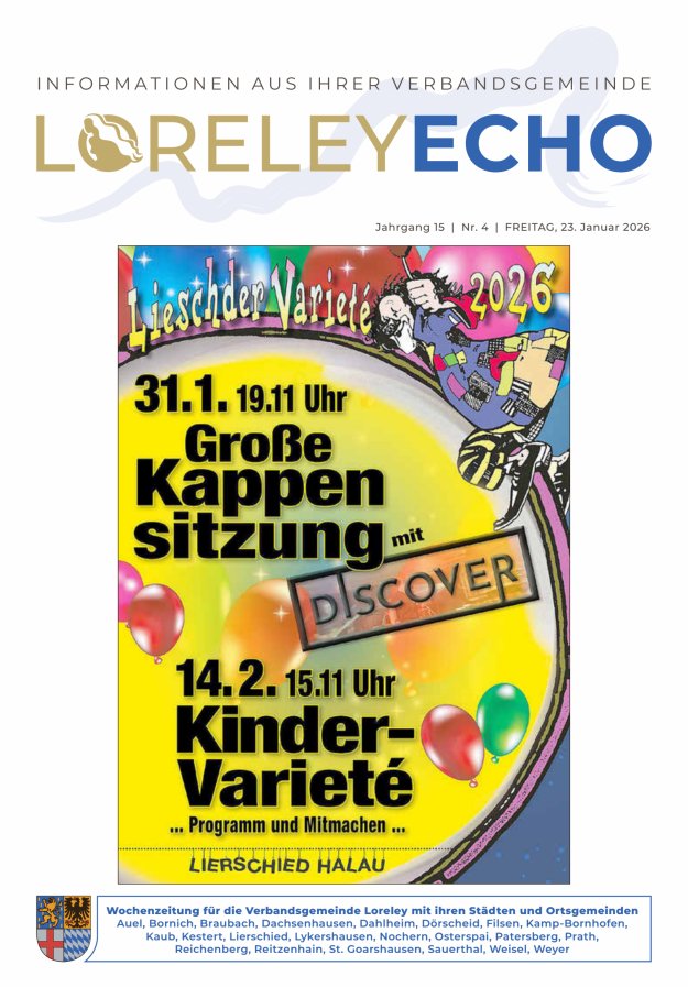 Loreley-Echo - Mitteilungsblatt der Verbandsgemeinde Loreley Titelblatt 04/2026