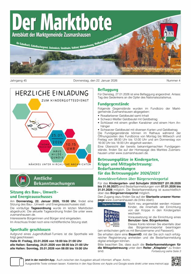 Zusmarshausen - Der Marktbote Titelblatt 04/2026
