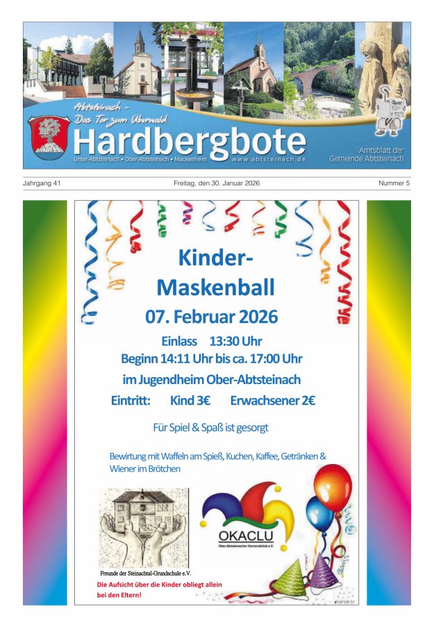 Hardbergbote - Mitteilungsblatt der Gemeinde Abtsteinach Titelblatt 05/2026