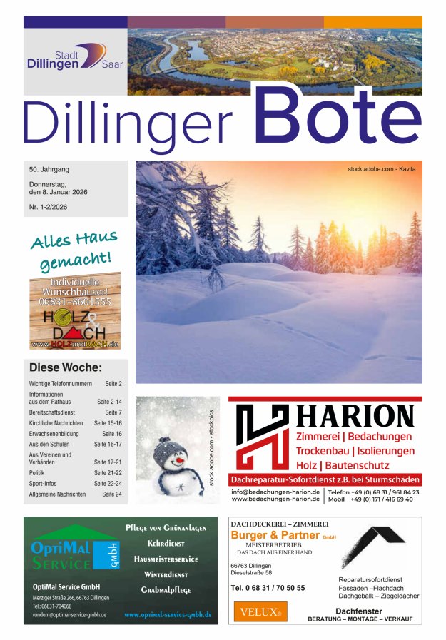 Dillinger Bote Titelblatt 02/2026
