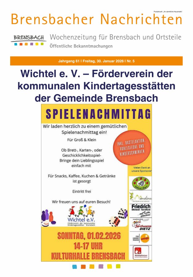 Brensbacher Nachrichten Titelblatt 05/2026