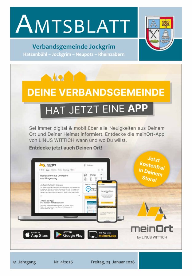Amtsblatt VG Jockgrim Titelblatt 04/2026