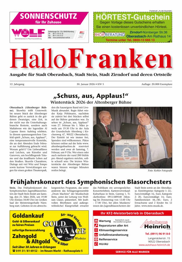 Hallo Franken Fürther Umland Titelblatt 01/2026