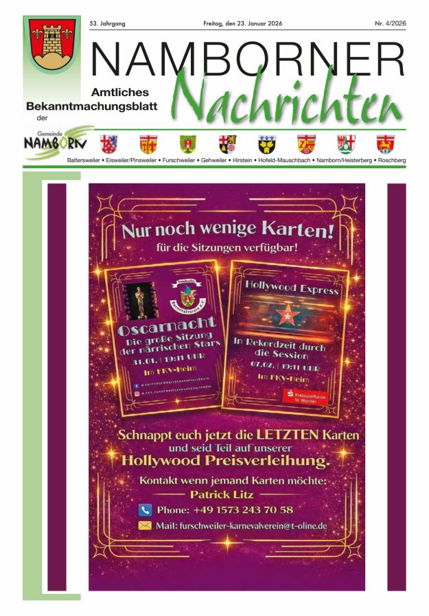 Namborner Nachrichten Titelblatt 04/2026