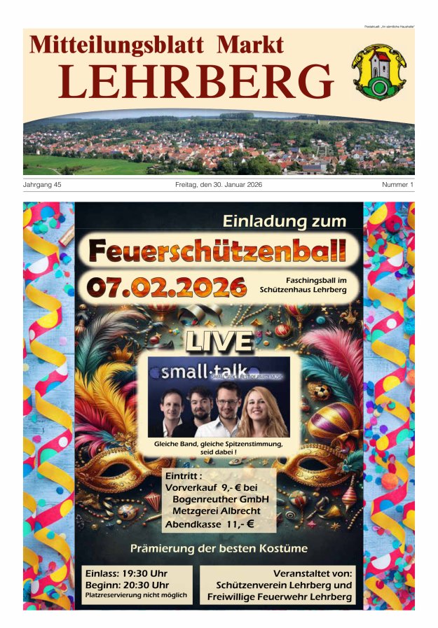 Mitteilungsblatt Markt Lehrberg Titelblatt 01/2026