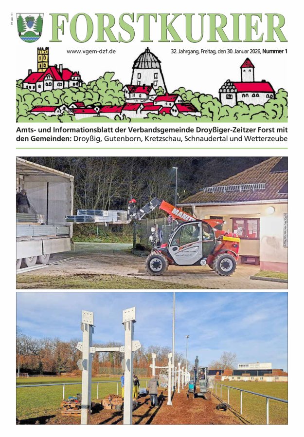 Forstkurier Amts- u. Informationsblatt VG Droyßiger-Zeitzer Forst Titelblatt 01/2026