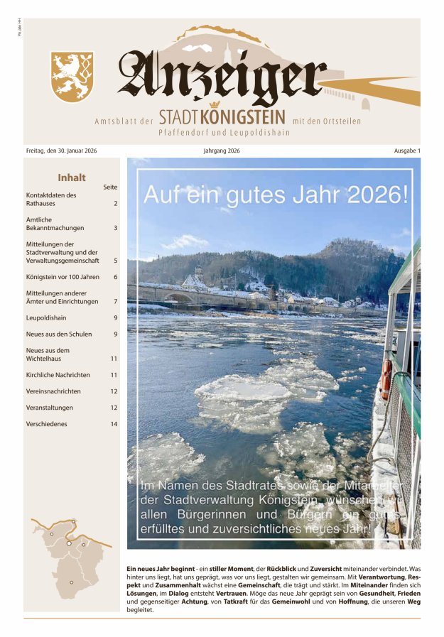 Amtsblatt der Stadt Königstein Titelblatt 01/2026