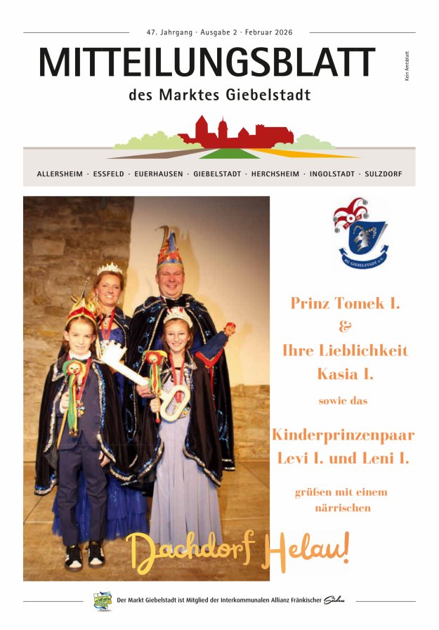 Mitteilungsblatt des Marktes Giebelstadt Titelblatt 02/2026