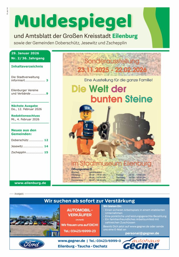 Muldespiegel und Amtsblatt der Großen Kreisstadt Eilenburg und der Gemeinden Titelblatt 02/2026