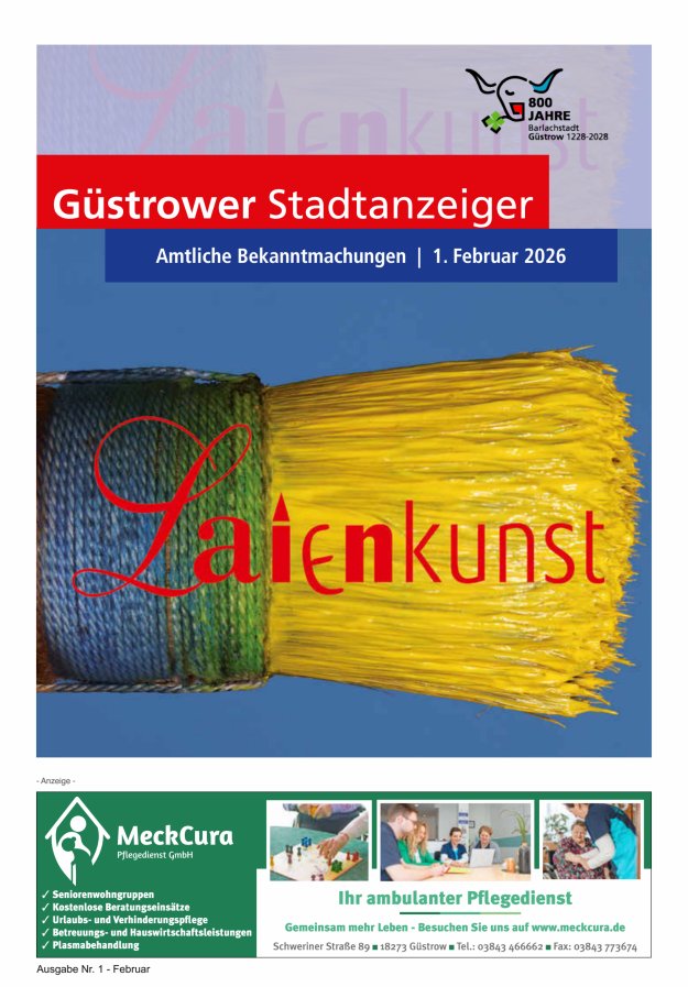 Güstrower Stadtanzeiger Titelblatt 01/2026