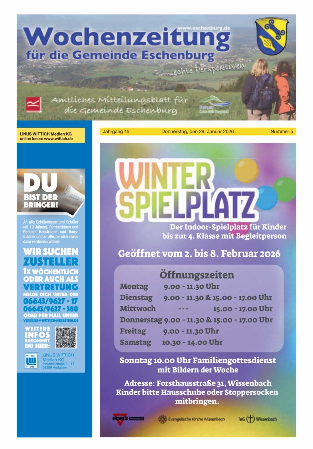 Wochenzeitung für die Gemeinde Eschenburg Titelblatt 05/2026