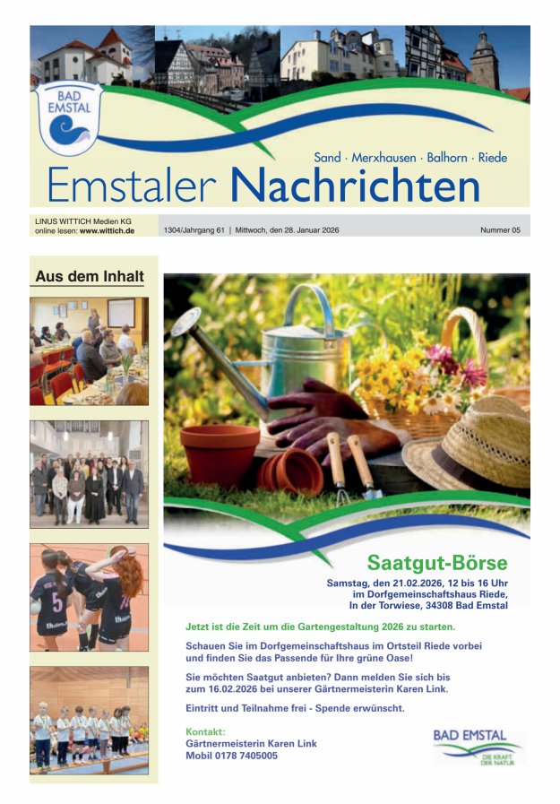 Emstaler Nachrichten Titelblatt 05/2026