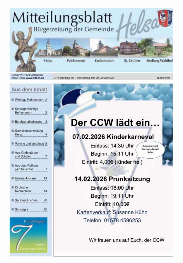 Mitteilungsblatt Helsa Titelblatt 05/2026