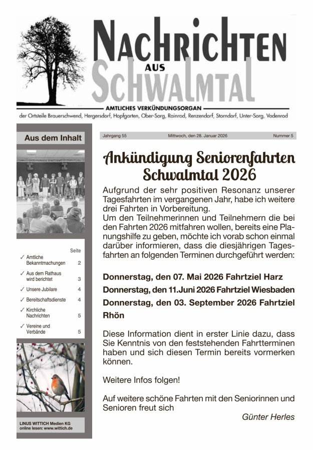 Nachrichten aus Schwalmtal Titelblatt 05/2026