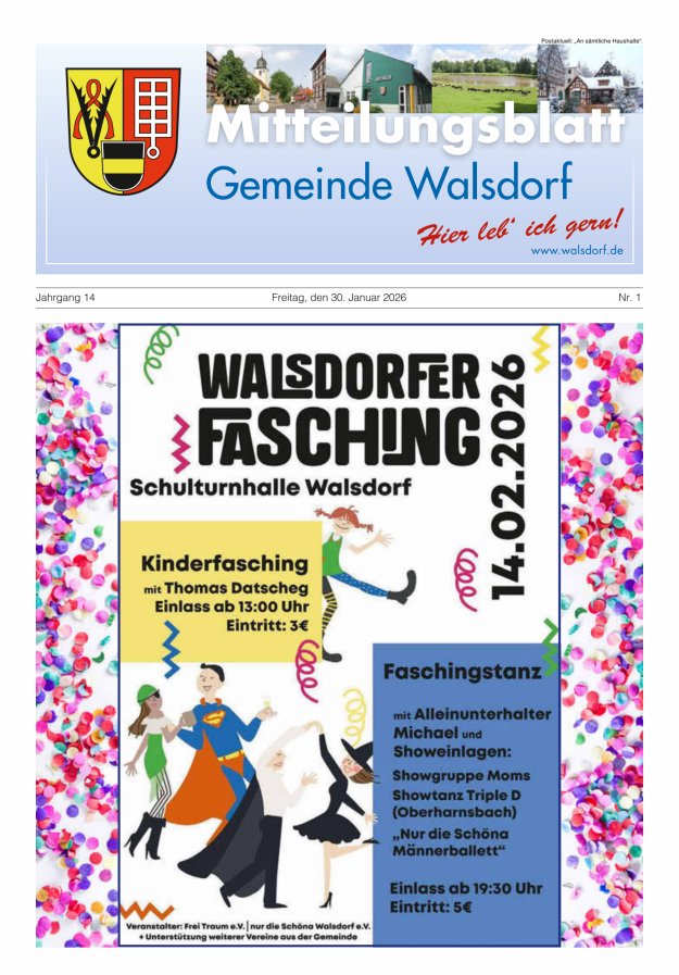 Mitteilungsblatt Gemeinde Walsdorf Titelblatt 01/2026