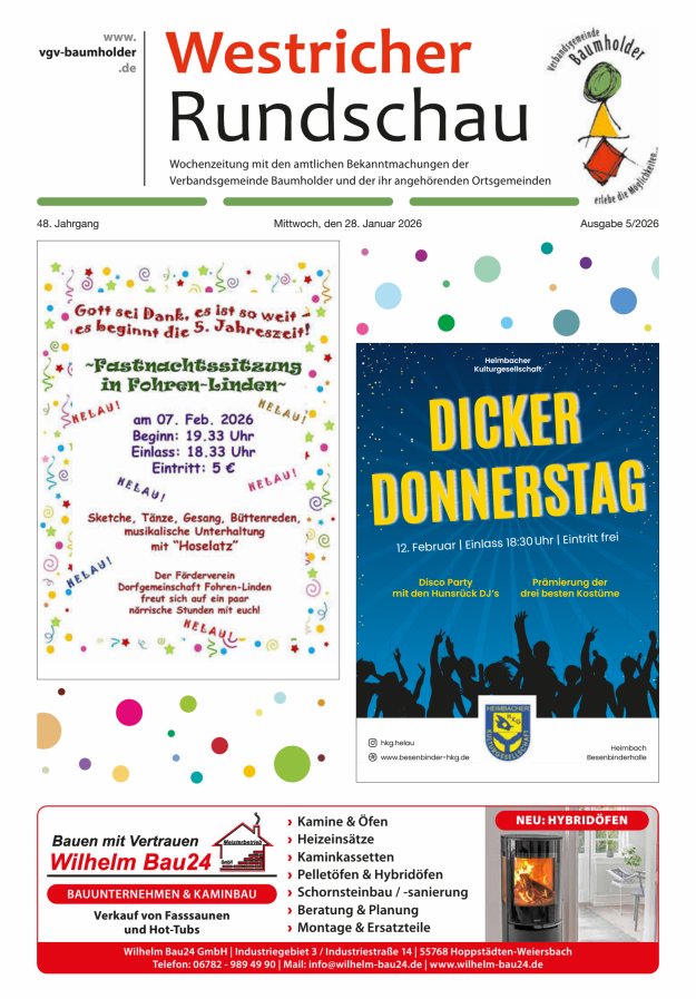 Westricher Rundschau VG Baumholder Titelblatt 05/2026