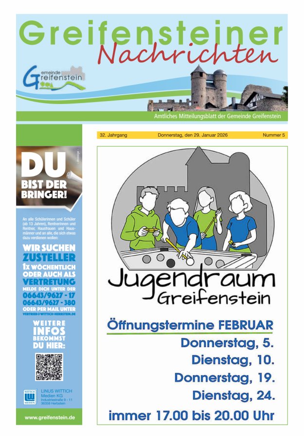 Mitteilungsblatt der Gemeinde Greifenstein Titelblatt 05/2026