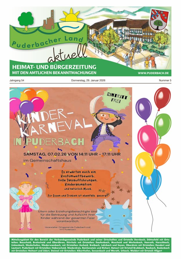 Puderbacher Land aktuell Titelblatt 05/2026