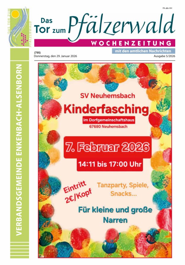 Das Tor zum Pfälzer Wald - VG Enkenbach-Alsenborn Titelblatt 05/2026