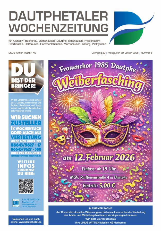 Dautphetaler Wochenzeitung Titelblatt 05/2026