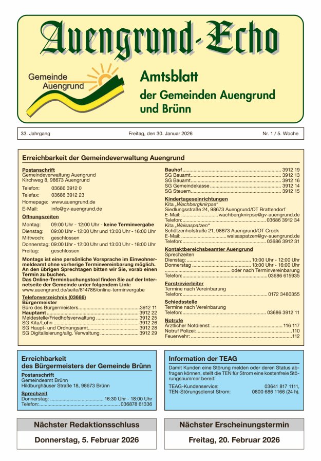 Auengrund-Echo Titelblatt 01/2026