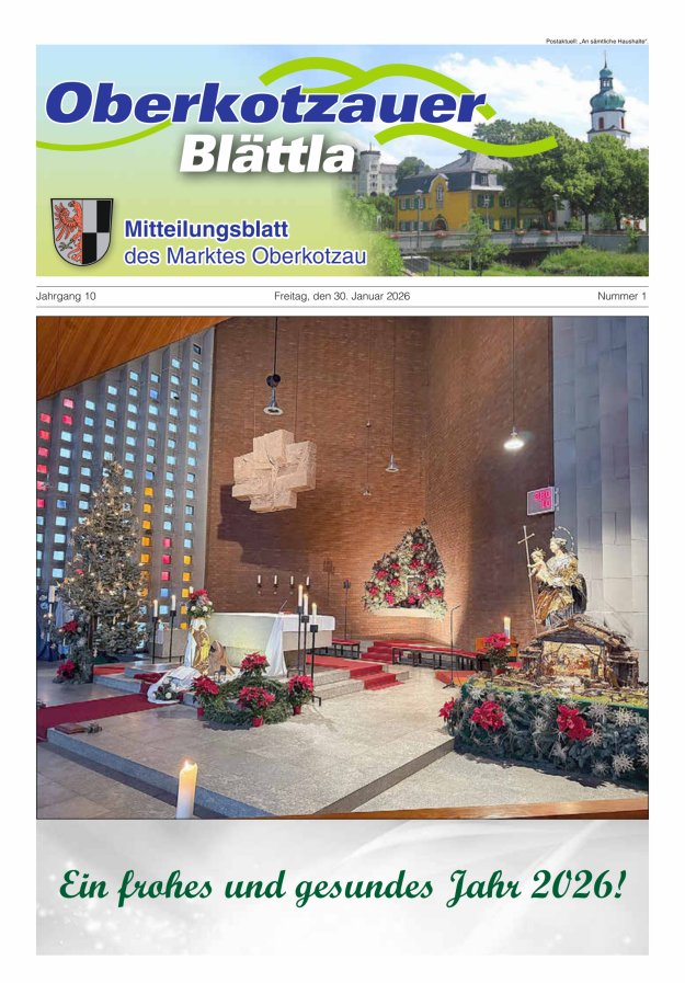Oberkotzauer Blättla Mitteilungsblatt des Marktes Oberkotzau Titelblatt 01/2026