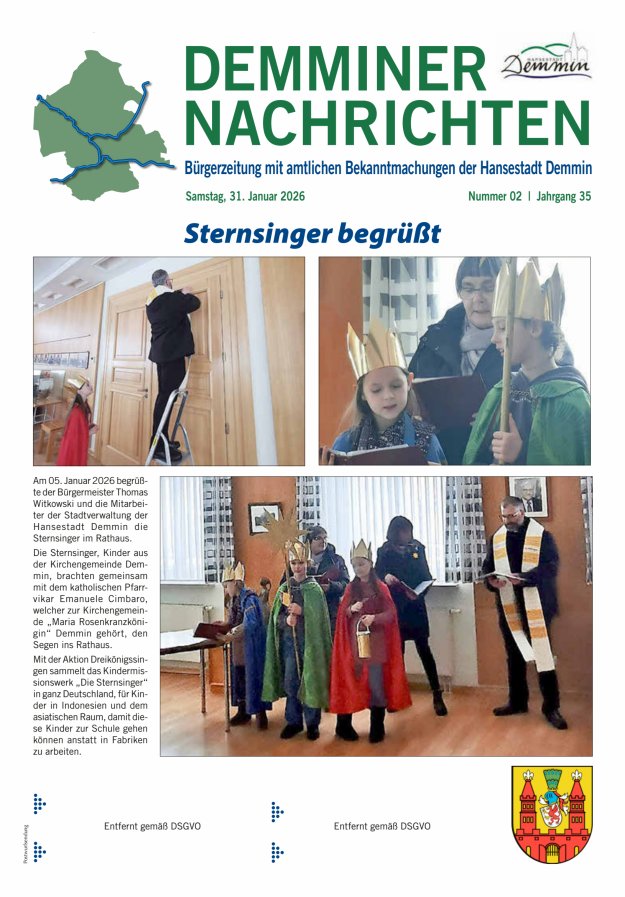 Demminer Nachrichten Titelblatt 02/2026