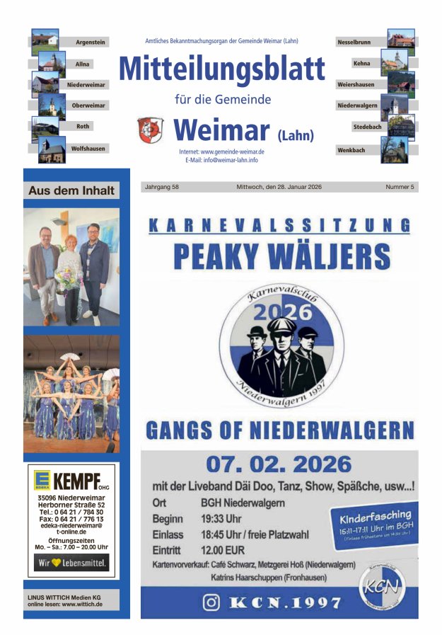 Mitteilungsblatt für die Gemeinde Weimar Titelblatt 05/2026