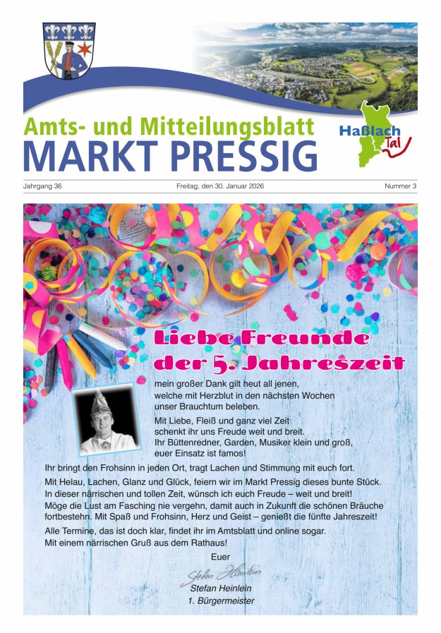 Amtsblatt für den Markt Pressig mit den Gemeindeteilen Titelblatt 03/2026
