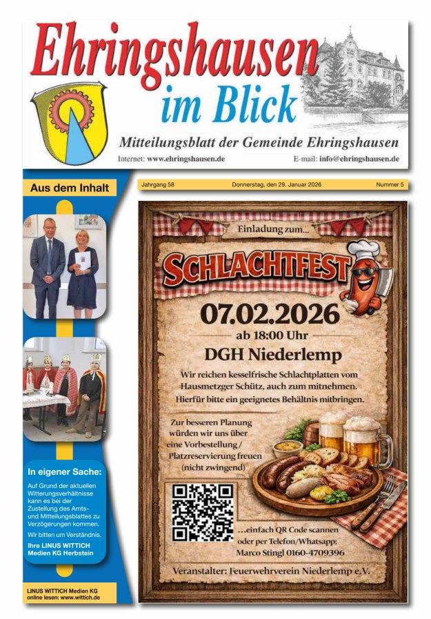 Mitteilungsblatt der Gemeinde Ehringshausen Titelblatt 05/2026