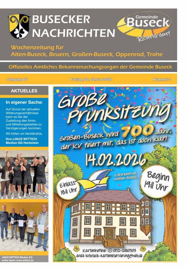 Busecker Nachrichten Titelblatt 05/2026