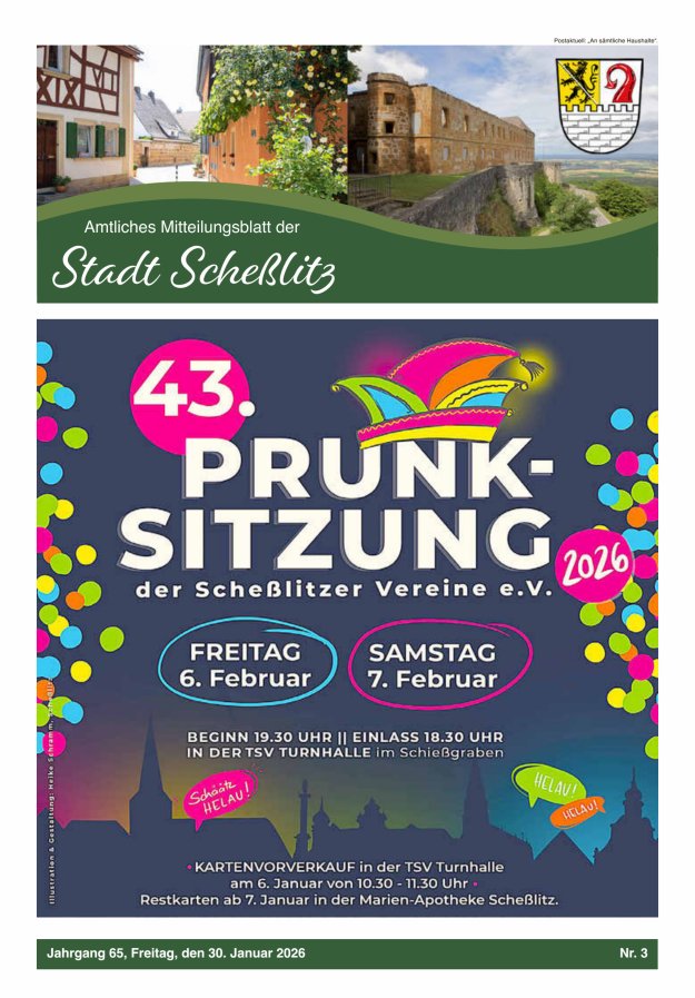 Scheßlitzer Anzeiger - Amtliches Mitteilungsblatt der Stadt Scheßlitz Titelblatt 03/2026