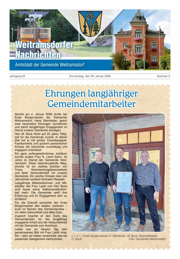 Weitramsdorfer Nachrichten Titelblatt 05/2026