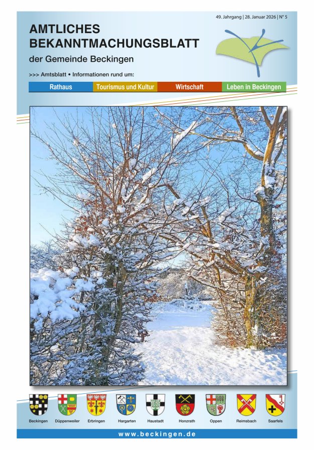 Amtsblatt Beckingen Titelblatt 05/2026