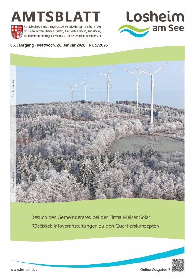 Amtliches Bekanntmachungsblatt der Gemeinde Losheim am See Titelblatt 05/2026