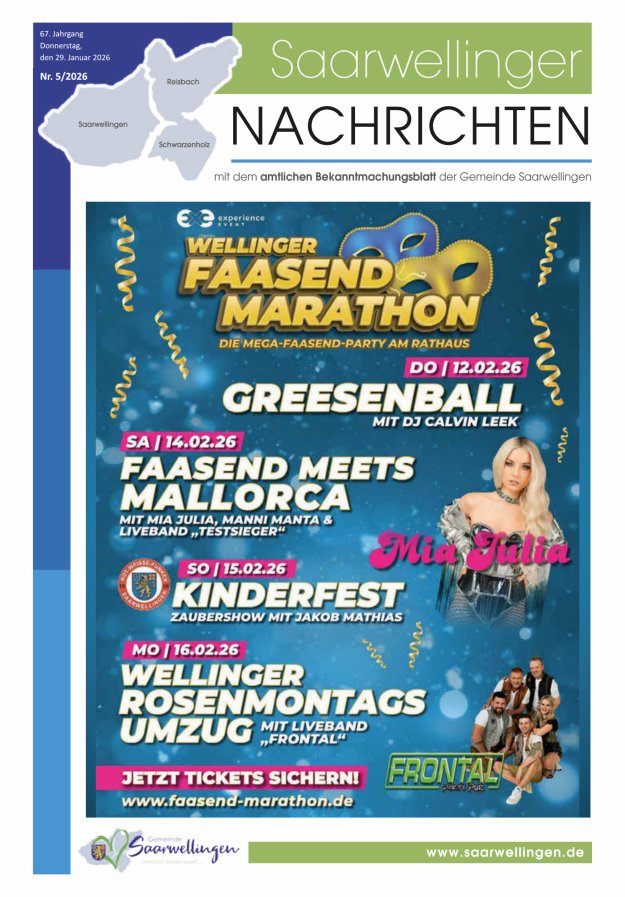 Saarwellinger Nachrichten Titelblatt 05/2026